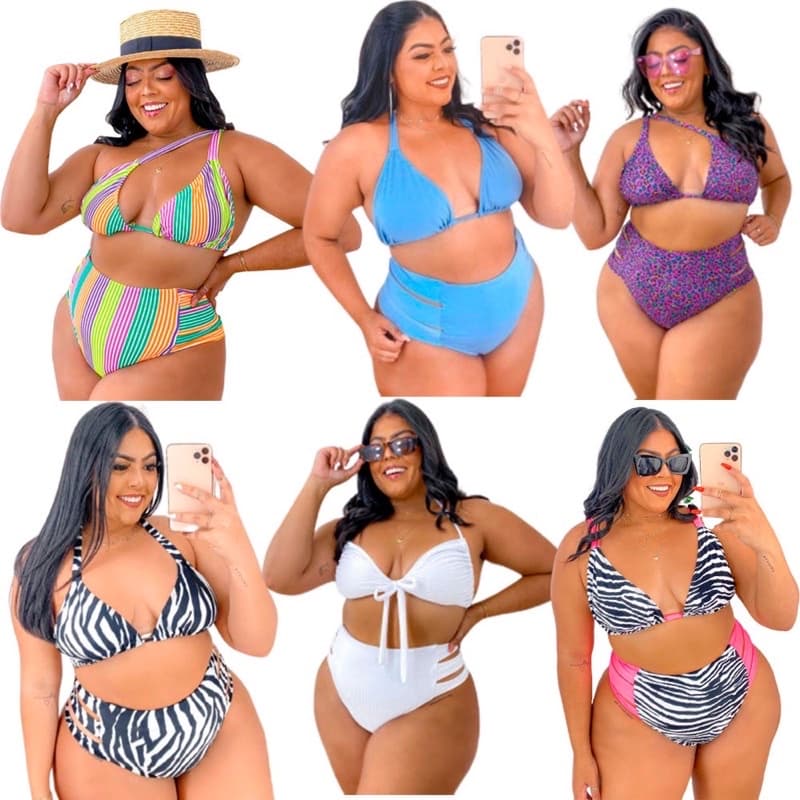 Biquíni Plus Size De Cintura Alta (Lateral Aberta) Hot Pants Cortininha