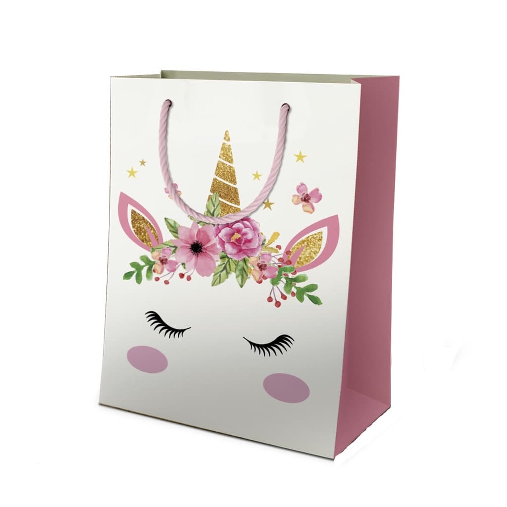 10-50 Sacolas De Papel Unicórnio 25x17x6cm Bolsa Festa Lembrancinha Surpresa