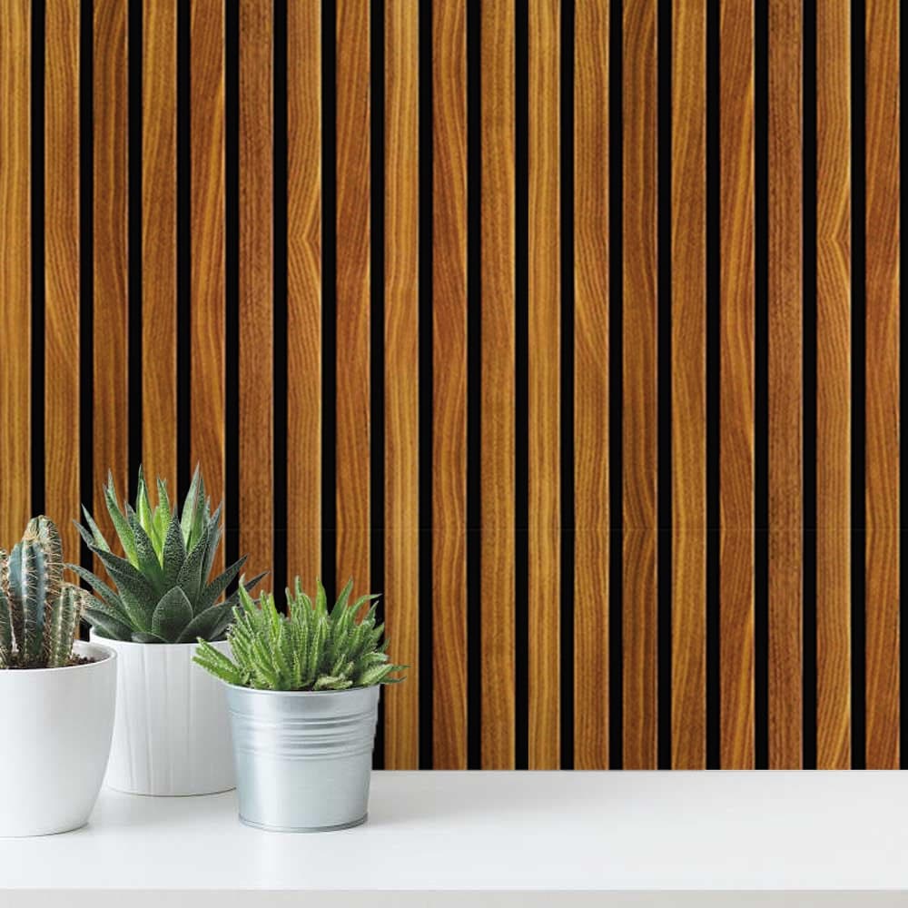 Papel de Parede Madeira Ripada Realista Decoração Ambiente Casa