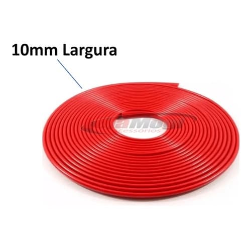 Rolo Friso Vermelho Filete Universal Flexivel 10mm X 6 Metros