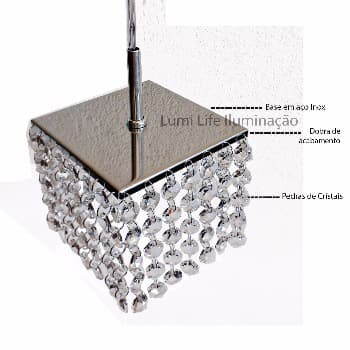 Lustre Pendente Cristal Legitimo  Fio Ajustável - Bivolt - Inox Alto Brilho
