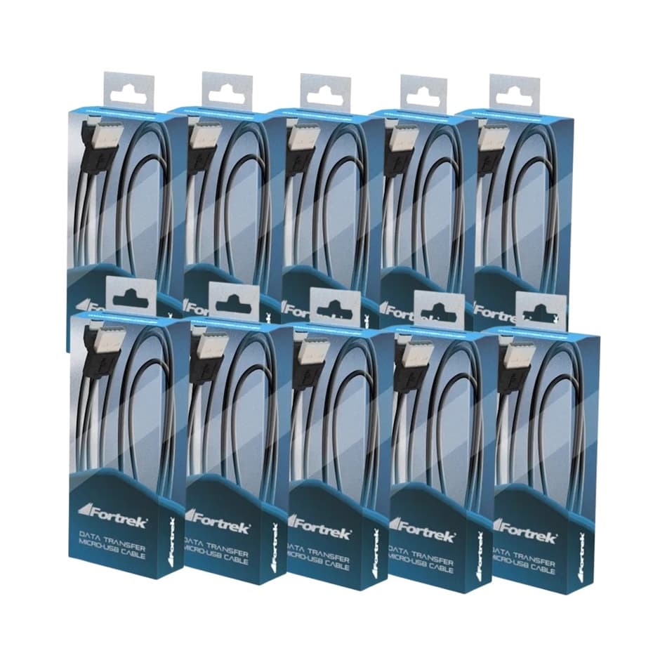 Kit 10 Cabos Carregador Dados Micro USB V8 3m FORTREK UMI-102/3.0BK