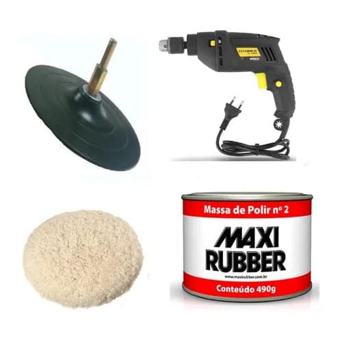 Kit Polimento Disco Boina Massa Polir + Furadeira Top