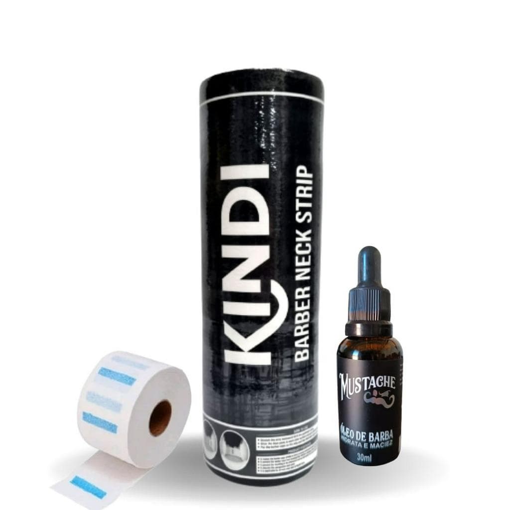 Kit Barbearia , Gola Higienica 500 Golas, Faixa, Óleo para Barba 30 ML Mustache Ferrari Black, Salão, Barbeiro.