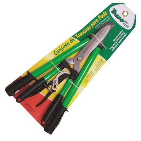 Kit Tesoura de Poda Profissional Trapp TS-27002 3 Peças Jardinagem Cerca Viva Galhos