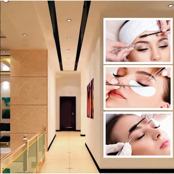 Quadro Decorativo Salão de Beleza Estética Sobrancelhas Design Spa Clínica Facial Kit 3 Peças Luxo