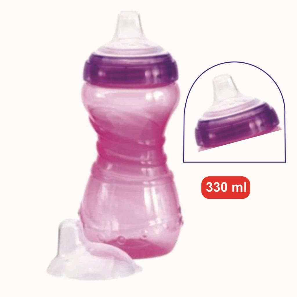 Copo Caneca Infantil de Treinamento Transição Antivazamento Bico Silicone Rosa 330ml