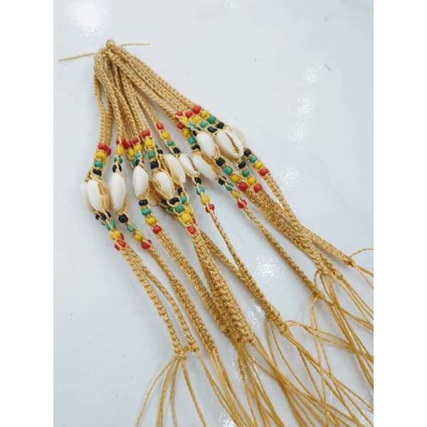 pulseira de búzio reggae linha bege palha encerado 12 unidades moda unissex com regulagem
