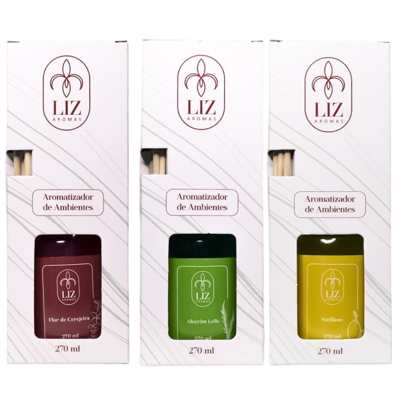 Kit difusor com Três aromatizador de ambiente 270-ML Vários Aromas