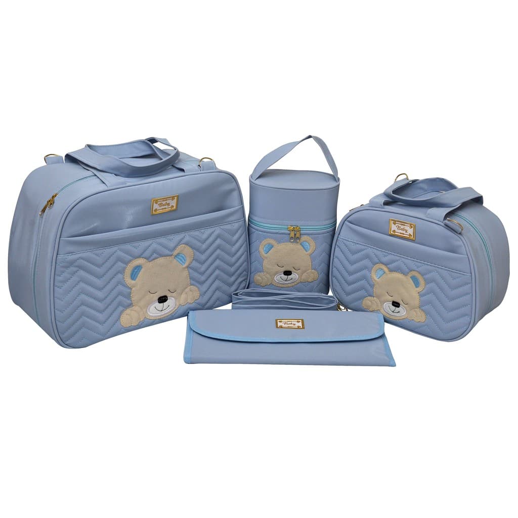 Kit bolsa/mala maternidade bebe masculino 4 peças luxo