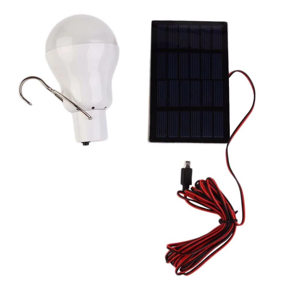 Lâmpada Solar Com Bateria Recarregável Interna e Placa Solar Para Trilhas Acampamento Campo