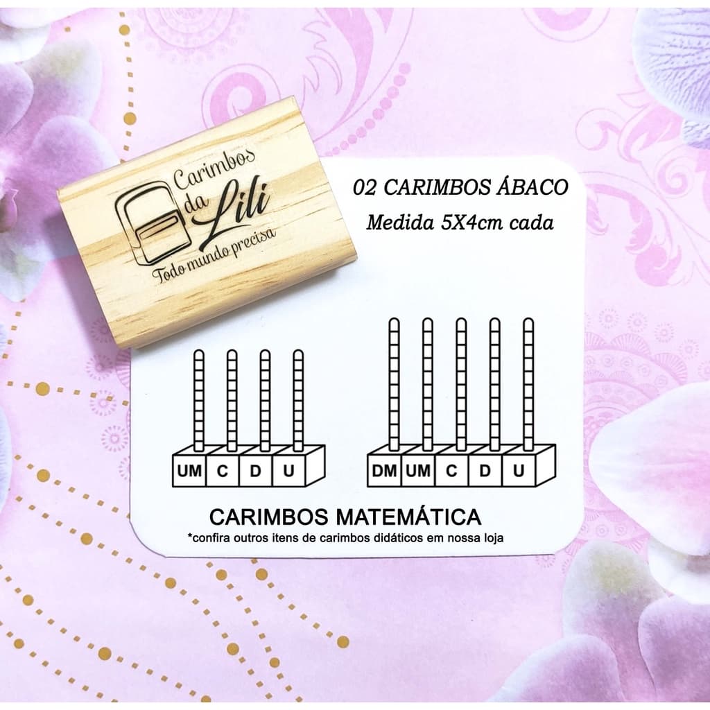 Carimbo Ábaco - Carimbo de matemática - carimbo de madeira 5x4 cm
