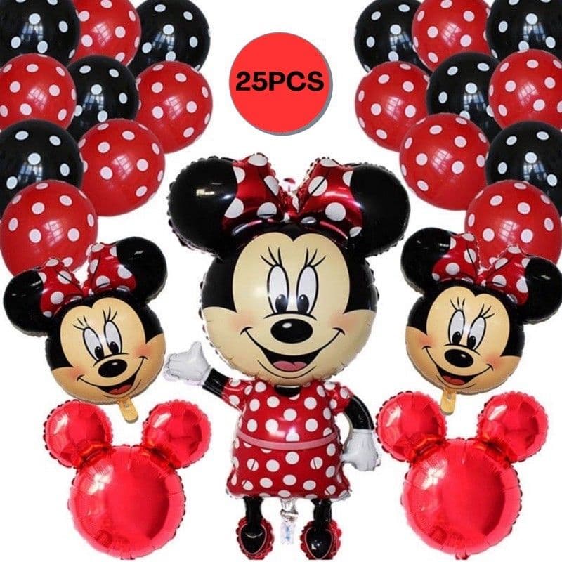 25 Minnie Happy Theme Latex Mouse Tema Balão Conjunto Festa de Aniversário Balão Decoração Precisa