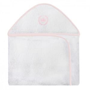 Toalha Infantil Com Capuz Bordada Realeza Coroa Poá Rosa Forrada Tecido Toalha Fralda 100% Algodão