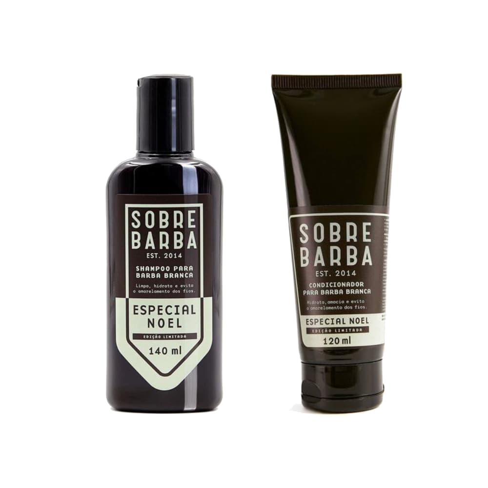 Kit Barba Shampoo e Condicionador Para Barba Branca Sobrebarba Versão Noel - 140ml
