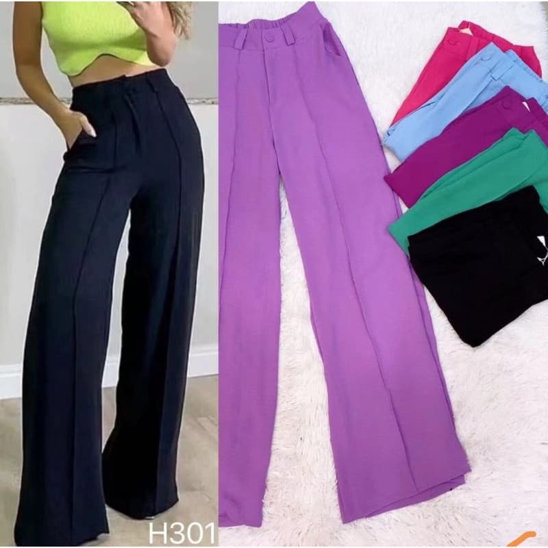 Calça Pantalona Tecido De Duna