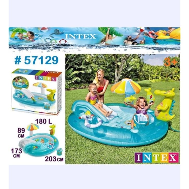Piscina Infantil com Playground e Escorregador jacarezinho intex