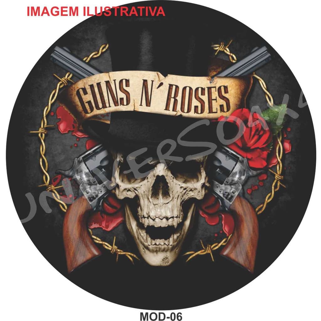 Capa Estepe Personalizada Aircross Crossfox Doblo Ecosport Jimny Jeep Tr4 Troller Guns N´ Roses M-06