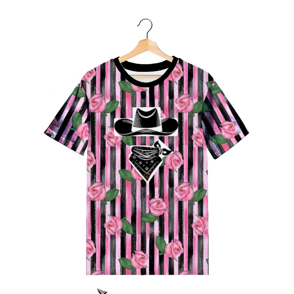 Camiseta Estampada Rosas Chapéu e Bandana A60