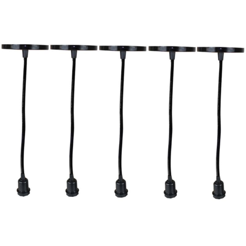 Kit 5 Pendentes, cabo 2 metros bocal fio preto para Decoração