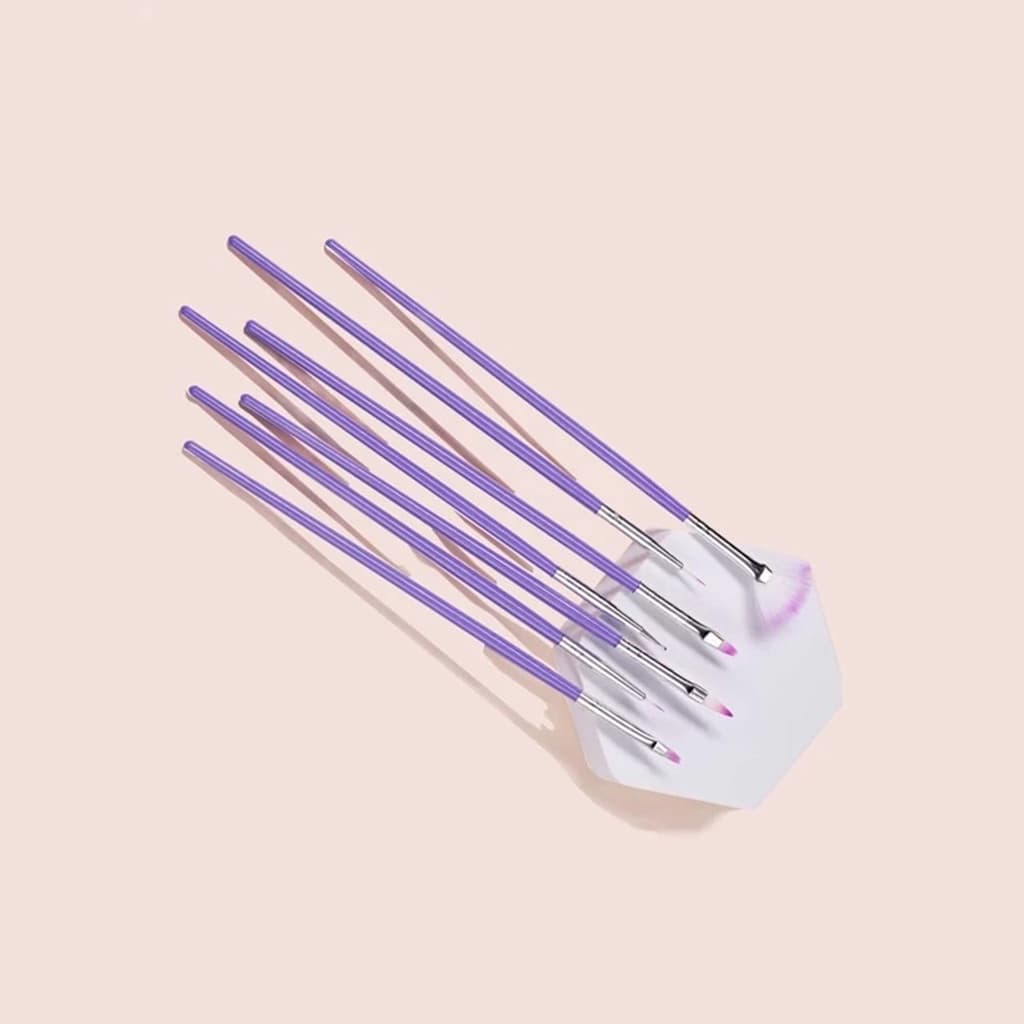 Kit C/ 7 Pincéis Pincel Unha Artística Manicure