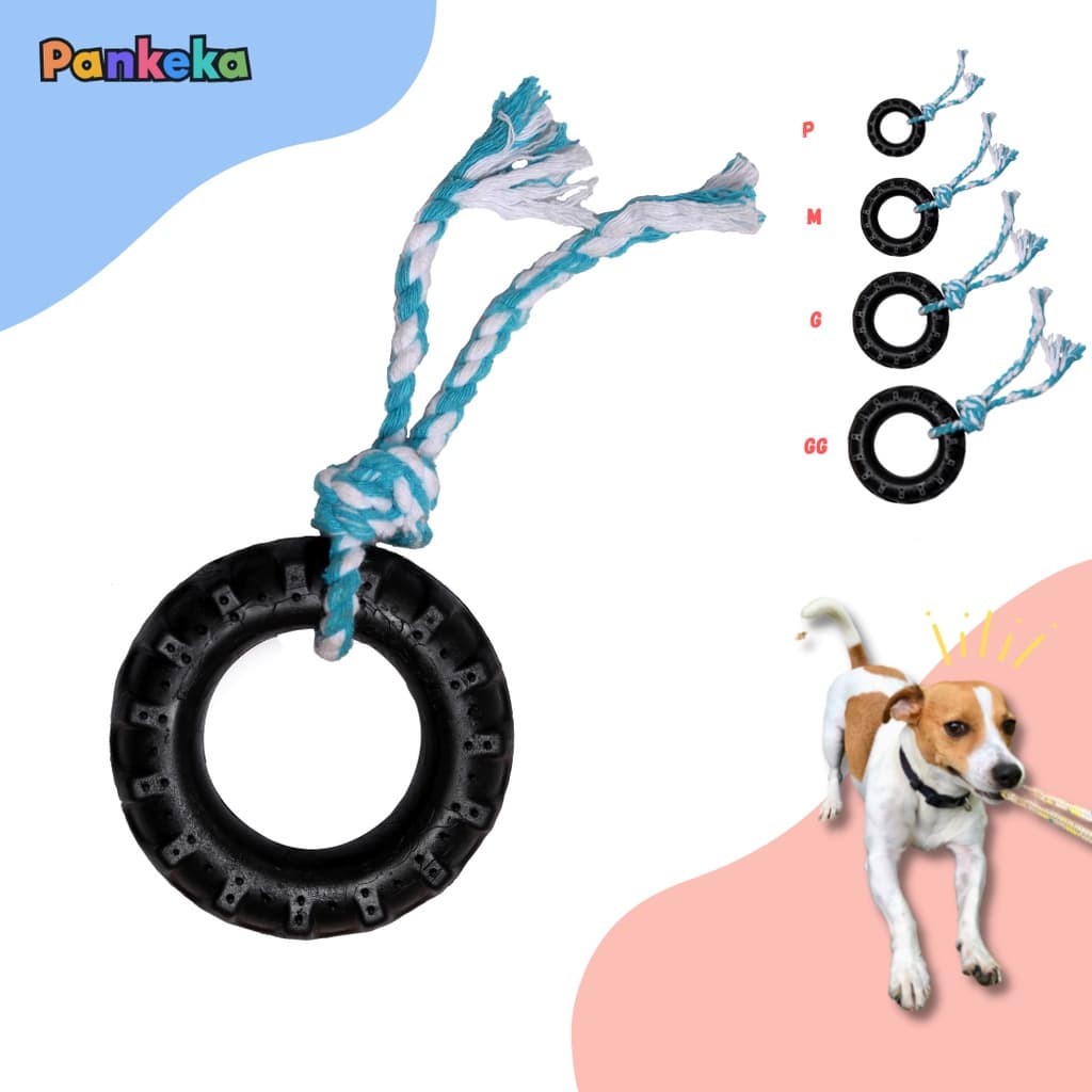 Brinquedo pet para cachorro - Pneu borracha com corda - resistente - todos os tamanhos