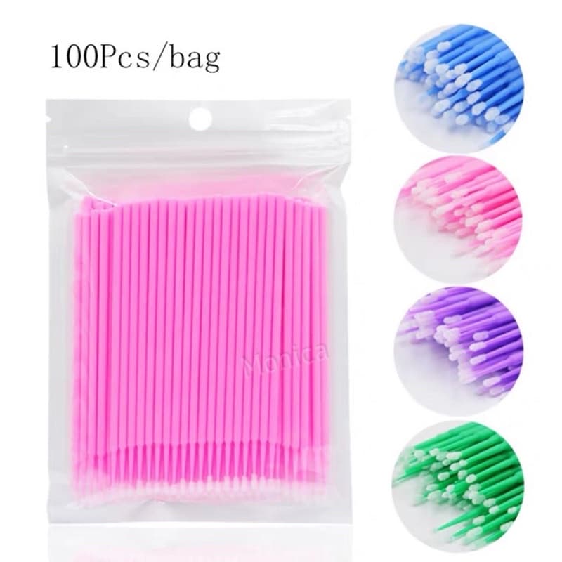 Microbrush Aplicador Cílios Sobrancelhas 100 Hastes Bastonetes Cotonetes