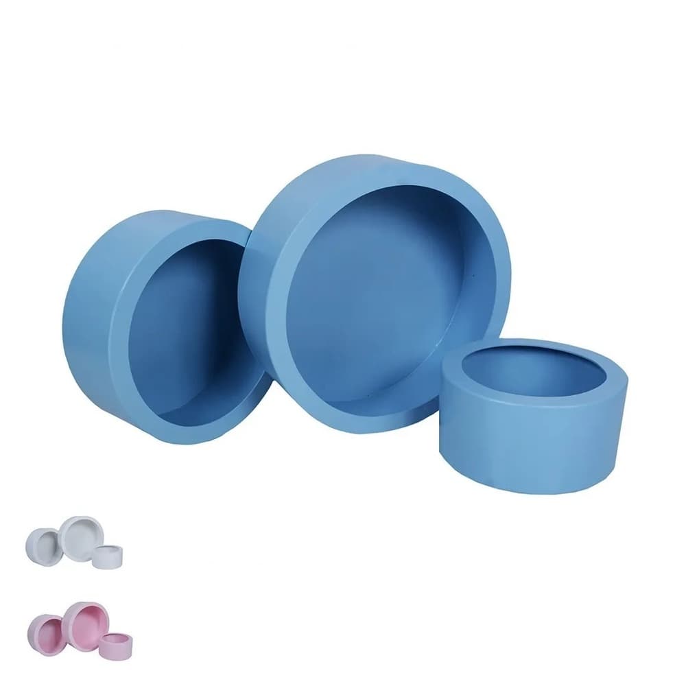 Kit Trio de nichos Redondo decorativo de parede Azul Claro