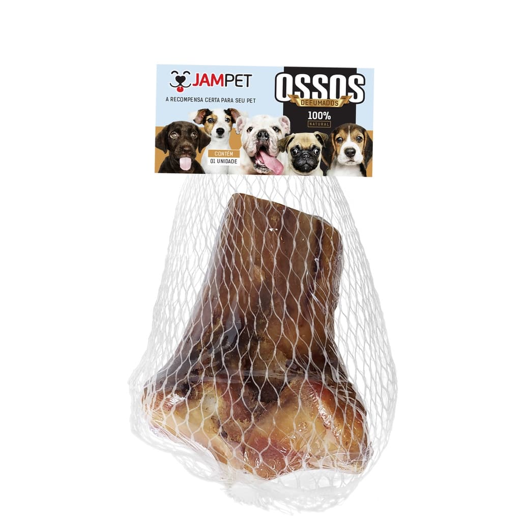 Petisco Osso de Bovino Joelho Desidratado Para Cachorro Natural Jampet Defumado Cães