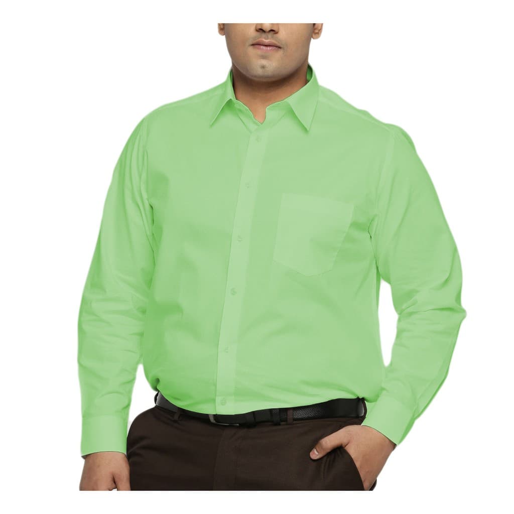 Camisa Social Masculina 100% Microfibra Manga Longa Plus Size Extra Grande Verde Clara Bom Pano
