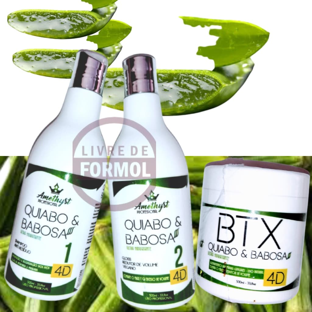 Kit Selagem Quiabo e Babosa 500 ml + Redutor de Volume capilar Quiabo e Babosa 500 GR (Amethysr)
