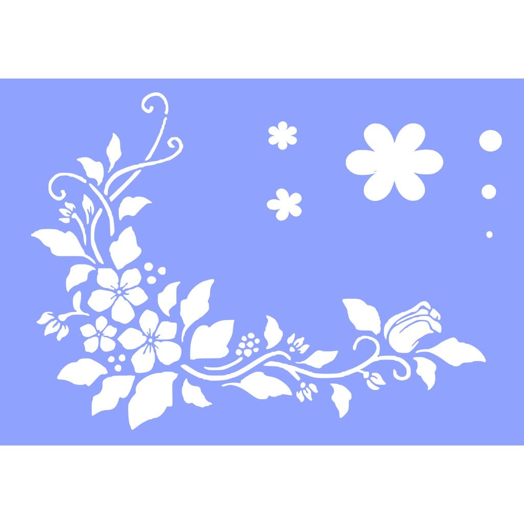 Stencil De Flores Para Pintura - Molde Vazado - Estêncil - Tamanho 20x14 - Unidade