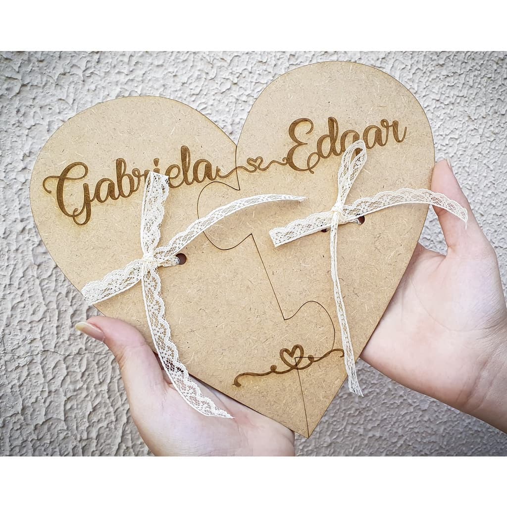 Porta Alianças Personalizado Em Mdf Crú Pagens E Daminhas