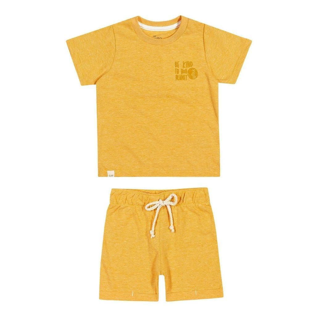 Conjunto Infantil (Tamanho P ou M)COLORITTÁ De Camiseta e Bermuda (Amarelo Escuro)