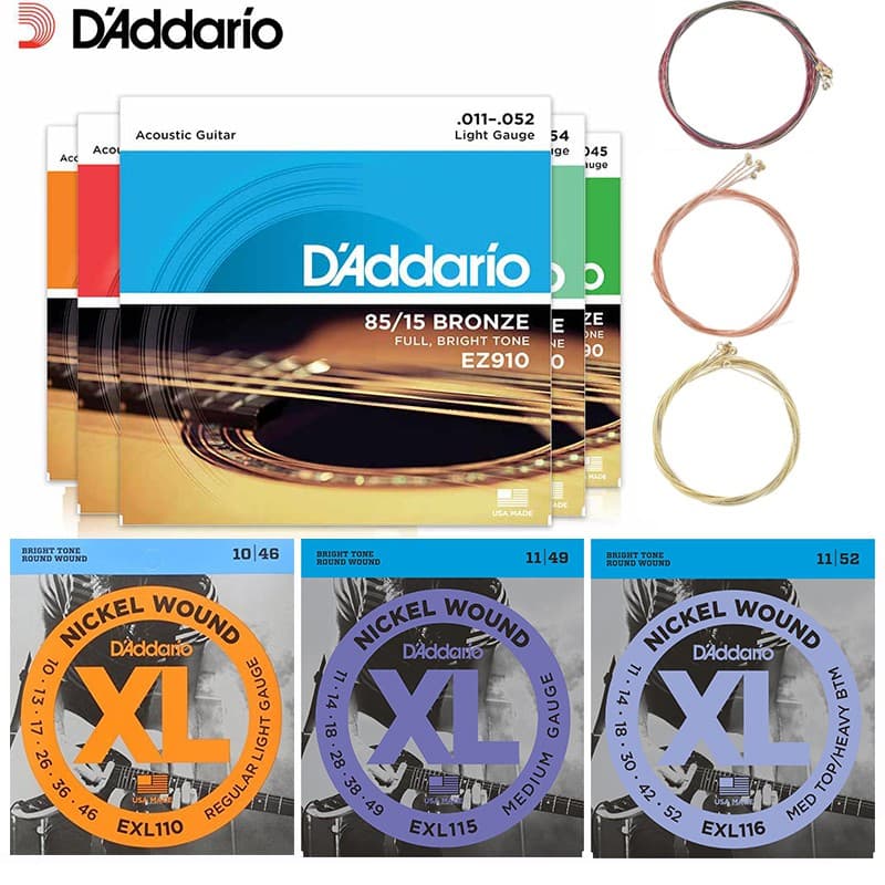 DAddario Corda De Guitarra Enrolada Em Níquel Elétrica D'Addario EZ890/920 EXL110 Cordas