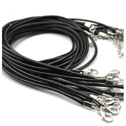 cordão preto de couro sintético 45cm ~ C&S BAZAR ~