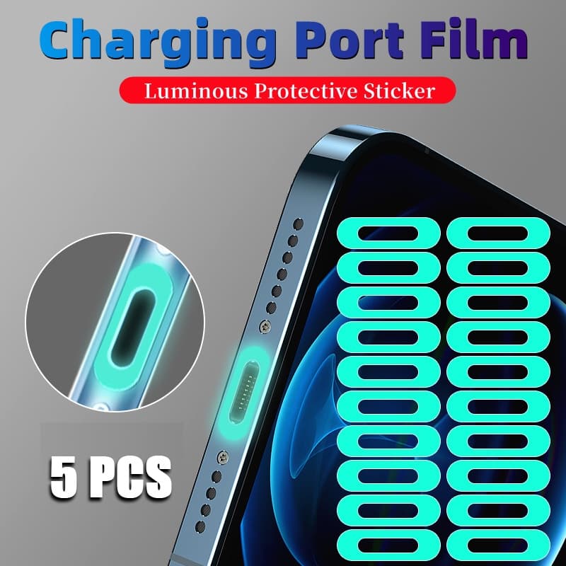 5 Pçs Filme De Porta De Carregamento Luminoso Para Interface Tipo-C Adesivos Protetores Anti-Risco Universal