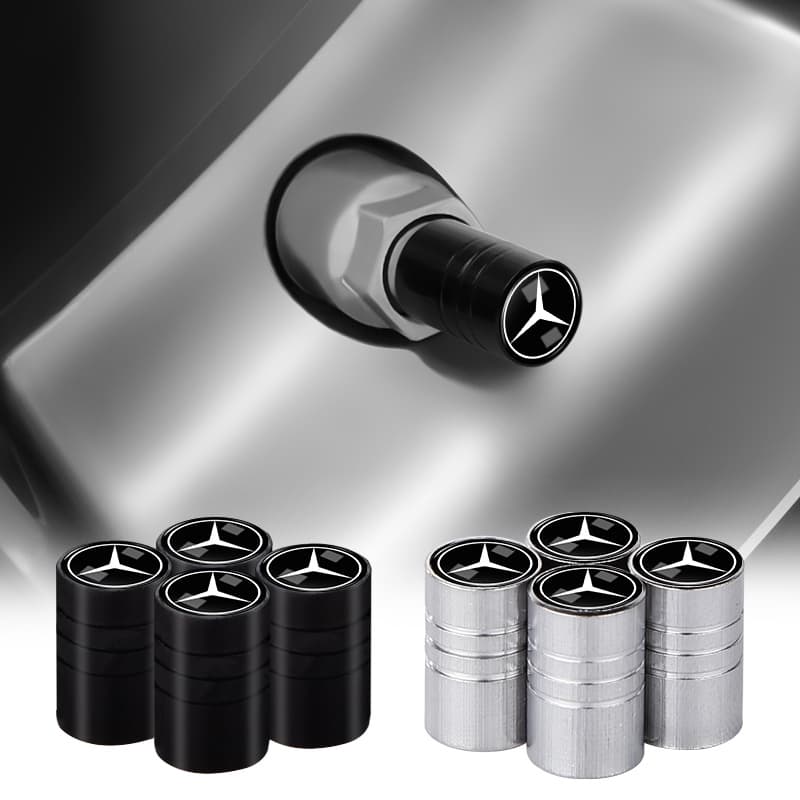 4pcs/set Alloy Car Tire De Liga Leve Tampa De Ar Para Pneus De Carro Preto/Prata Aro De Válvula Cilíndrica Mercedes Benz Classe W212 W211 W210 W203 W204 W205 CLA GLK CLS A C E
