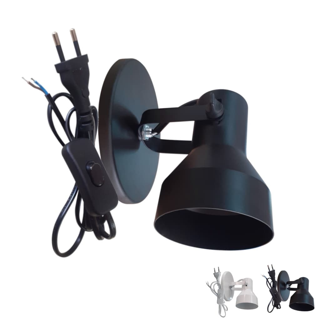 Arandela Luminaria Aluminio LED Sobrepor Espelho c/Tomada e Interruptor E27 Bulbo PAR20 Qualidade