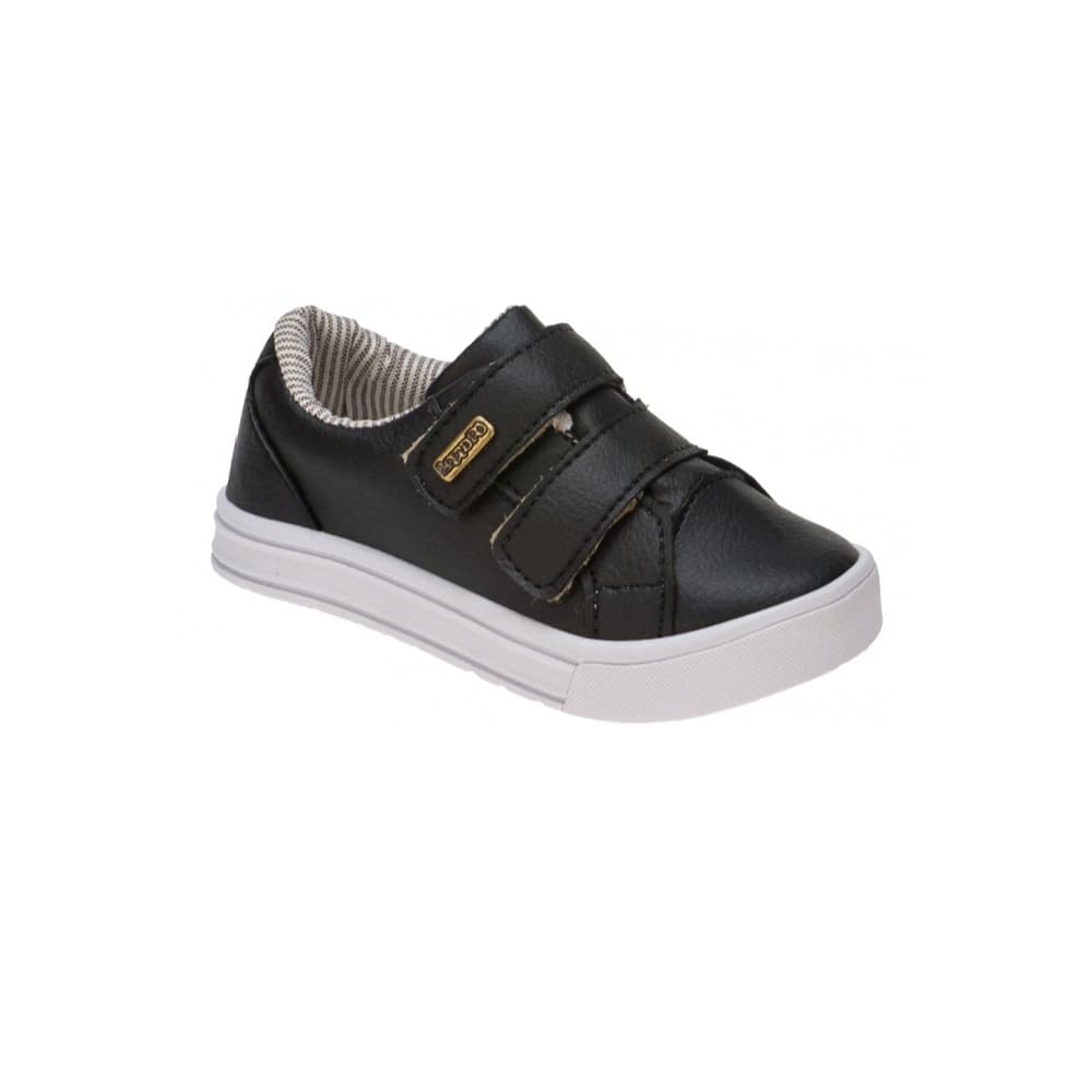 Tênis Infantil Para Menino Sapato Preto Com Velcro