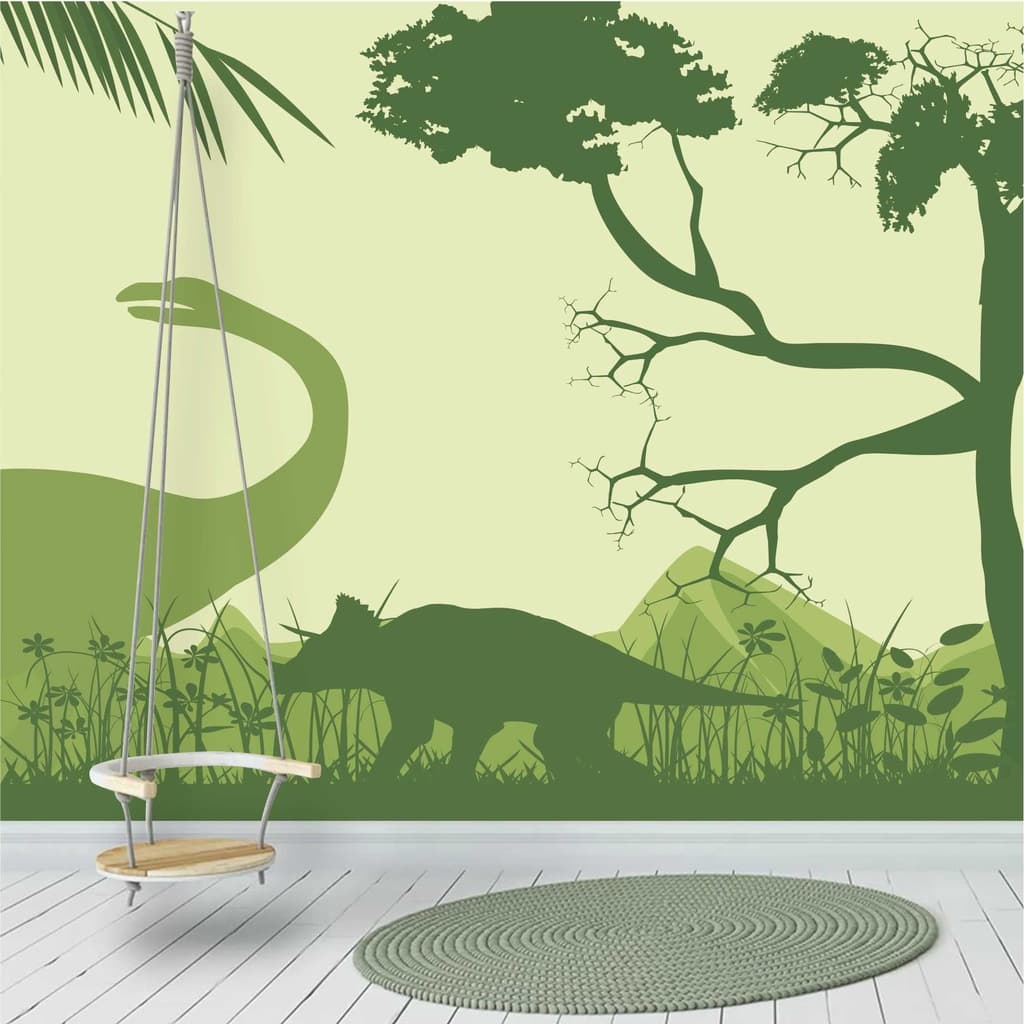 Papel De Parede Infantil Dinossauros Floresta Painel Adesivo Gg947