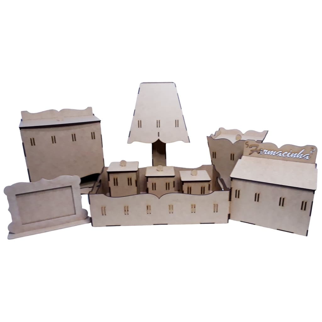 Kit Higiene Bebe Passa Fita 9 Peças Mdf Cru Desmontado Decoração Quarto Bebê