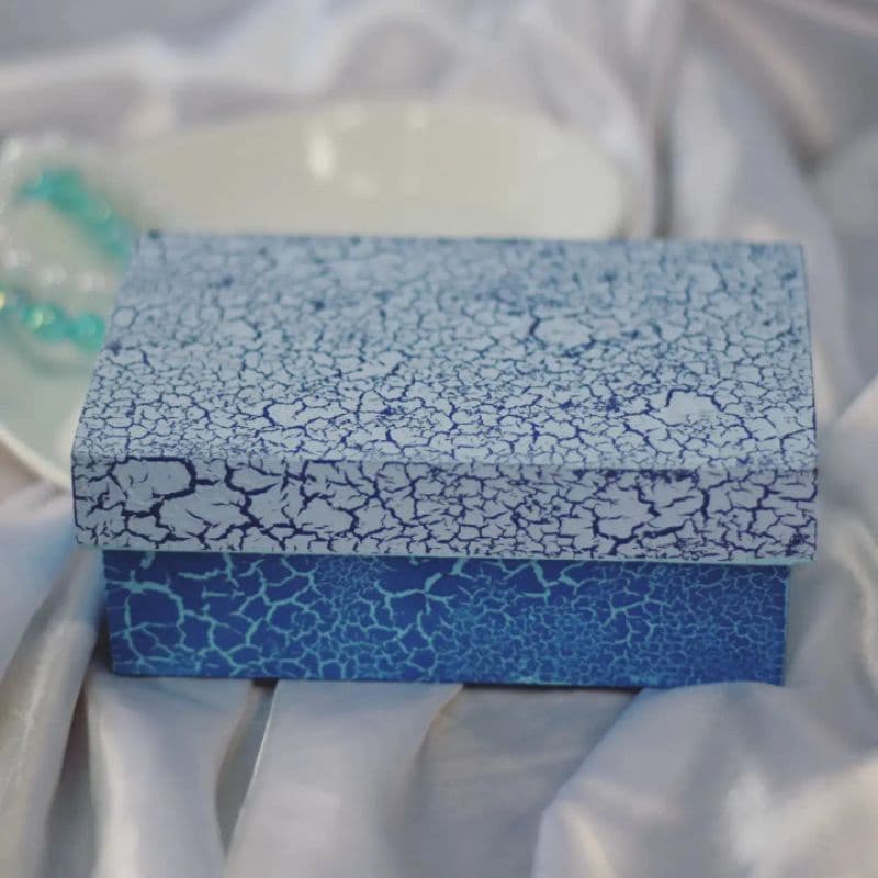 caixa de artesanato azul craquelada