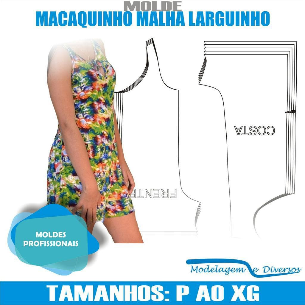 Molde Macaquinho Malha Larguinho, Modelagem&Diversos, Tamanhos P ao XG