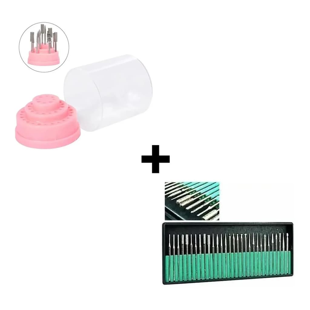 Kit 30 Brocas P/Lixadeiras Elétricas  + Suporte 48 Brocas Para Lixadeiras Elétricas Unhas Nail Acrigel