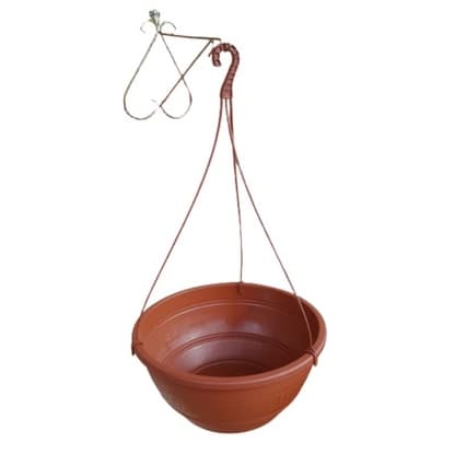 2 Vasos para plantas suspensas/ pendentes, grande, marrom, 31cm,6,6 L com haste 47 e gancho