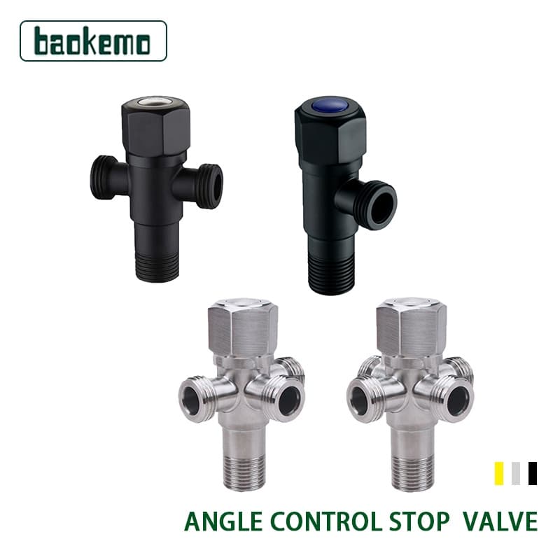 Válvula Ângulo Inox 304 Preto e Prata Controle de Fluxo de Água Banheiro Cozinha - Baokemo