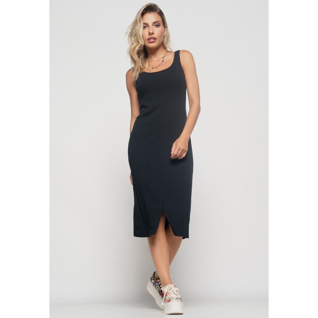 Vestido Midi Regata Com Fenda Feminino Luxo Para Festas
