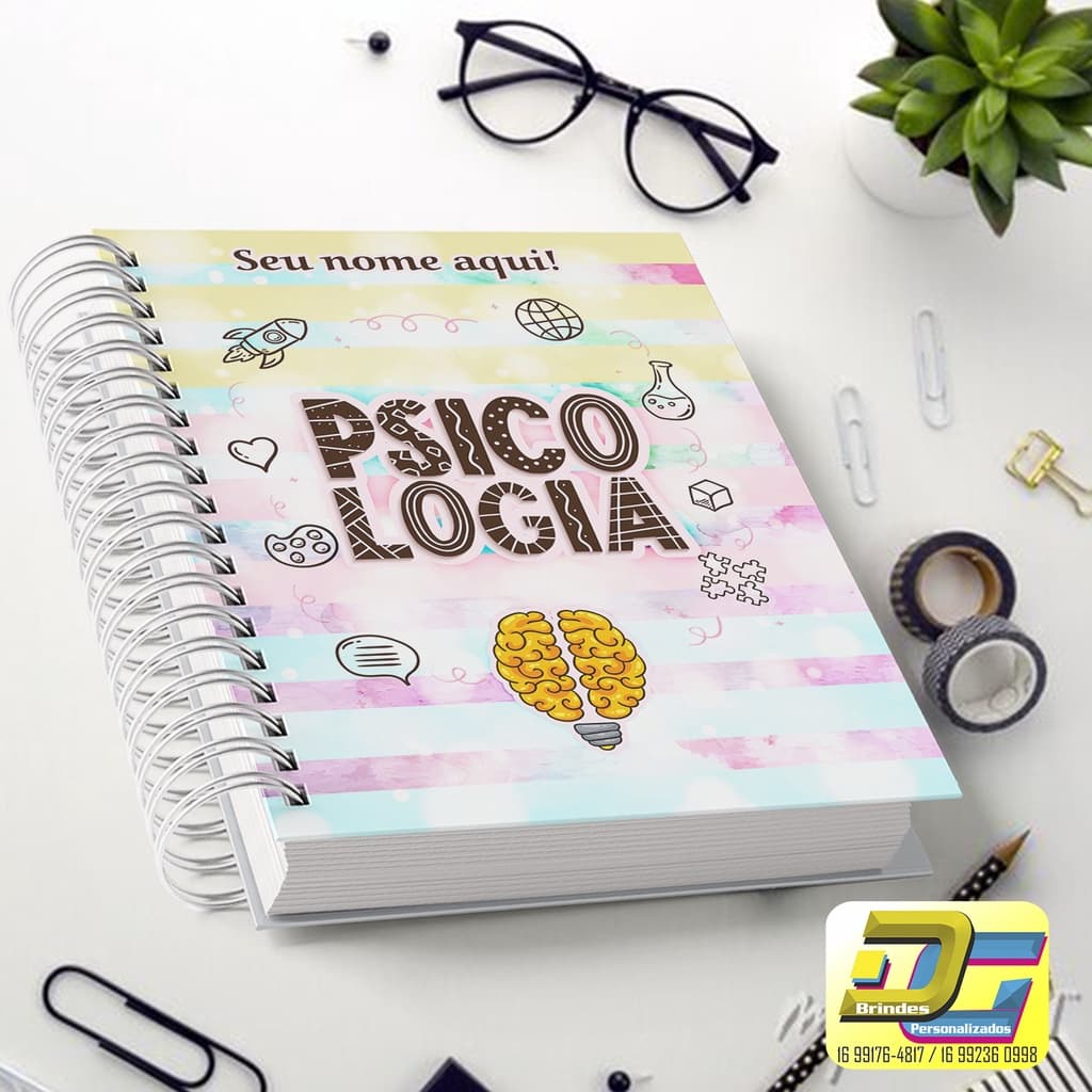 Agenda  Psicologia Personalizada Caderno A5 de  Agendandamento Profissões Capa Dura 192 folhas