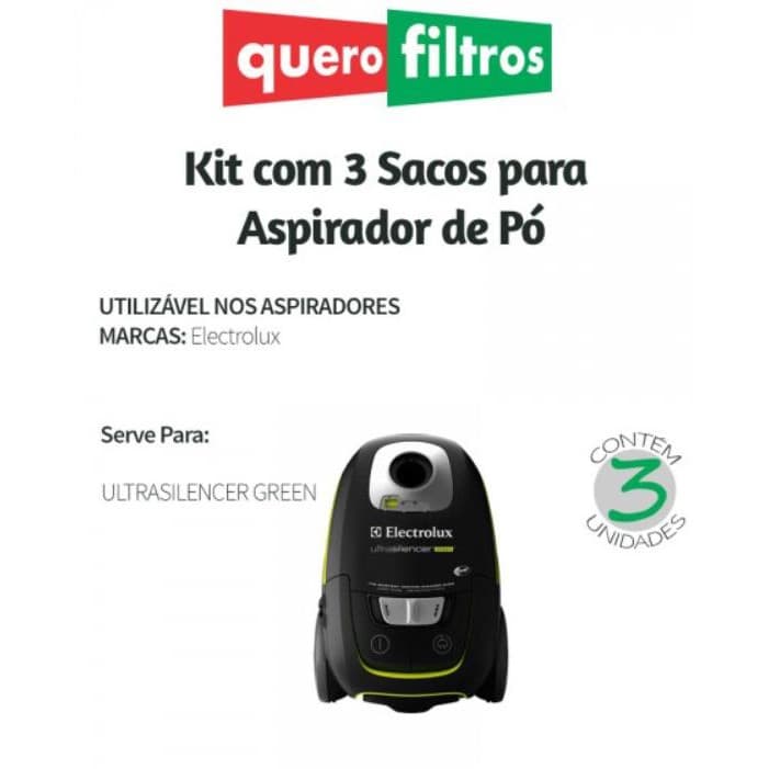 Saco Filtro Para Aspirador De Pó Electrolux Ultrasilencer Green
